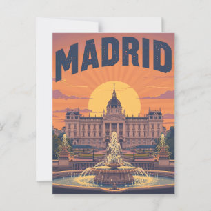 Retro Madrid Reizen Briefkaart