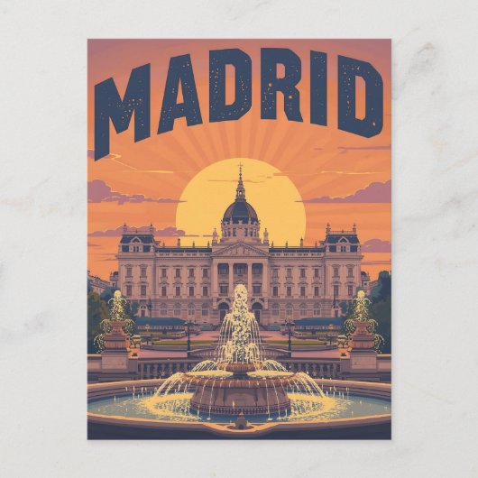 Retro Madrid Reizen Briefkaart (Voorkant)