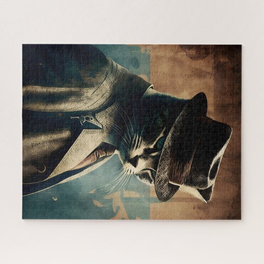 Retro Mafia Cool Cat Jigzaag Puzzle Legpuzzel (Horizontaal)