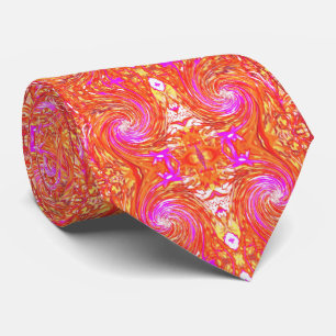 Retro Magenta en Autumn Colors Floral Swirl Stropdas
