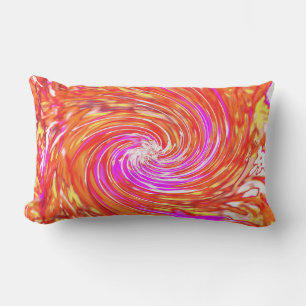 Retro Magenta en Herfstkleuren Bloemige Swirl Kussen