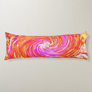 Retro Magenta en Herfstkleuren Bloemige Swirl Lichaamskussen