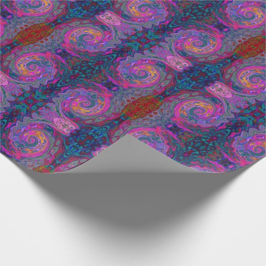 Retro Magenta, groene en Oranje Abstracte wervelko Cadeaupapier (Hoek)