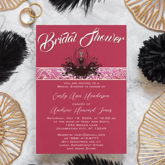  Retro Magenta roze Mode Diva Kaart