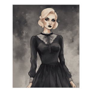 Retro Magische Jurk Ontwerp - Whimsical Couture AI Perfect Poster