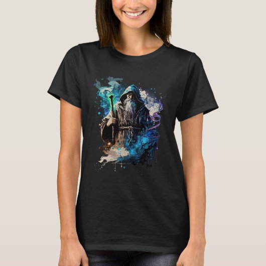 Retro Magische Wizard Fantasie 23 T-shirt (Voorkant)