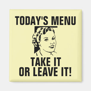 Rétro magnet drôle de femme au foyer, MENU