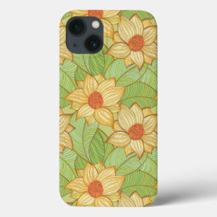 Retro Magnolia Patroon iPhone 13 Hoesje