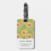 Retro Magnolia Pattern Bagagelabel (Achterkant verticaal)