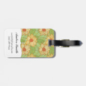 Retro Magnolia Pattern Bagagelabel (Achterkant horizontaal)