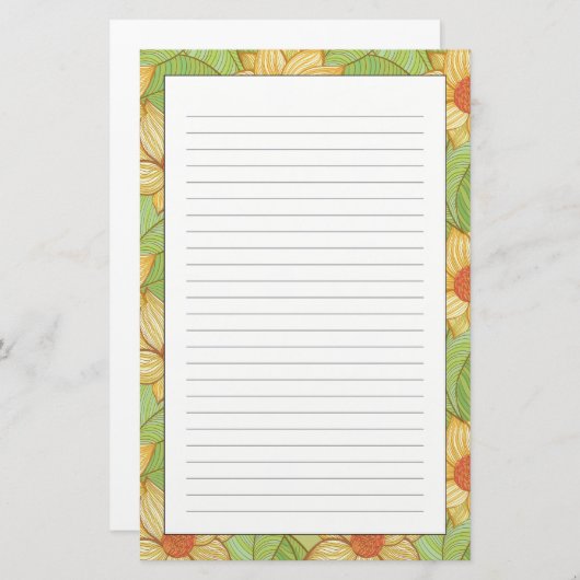 Retro Magnolia Pattern Briefpapier (Voorkant / Achterkant)