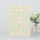 Retro Magnolia Pattern Briefpapier (Staand voorkant)