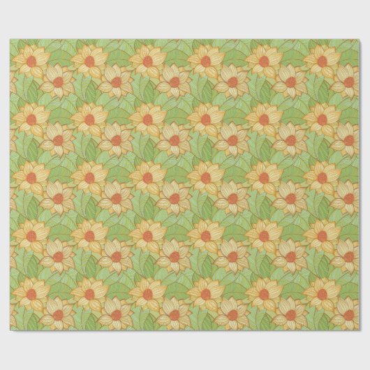 Retro Magnolia Pattern Cadeaupapier (Vlak)