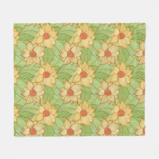 Retro Magnolia Pattern Fleece Deken (Voorkant (Horizontaal))