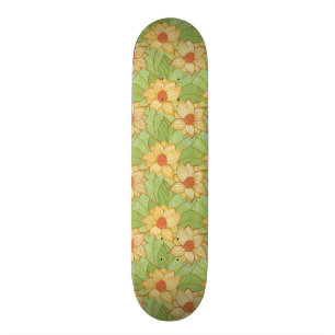 Retro Magnolia Pattern Skateboard