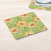 Retro Magnolia Pattern Vierkante Kartonnen Onderzetter (Schuin)