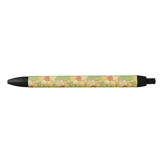 Retro Magnolia Pattern Zwarte Inkt Pen (Voorkant)