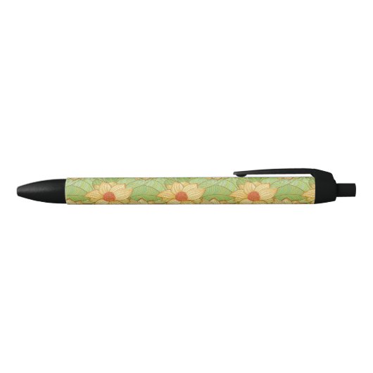 Retro Magnolia Pattern Zwarte Inkt Pen (Bovenkant)