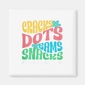 Retro Mahjong Cracks Dots Bams Snacks, Women Groov Magneet (Voorkant)