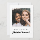 Retro Maid of Honor Proposal Info Card with Photo Kaart (Voorkant)