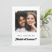 Retro Maid of Honor Proposal Info Card with Photo Kaart (Staand voorkant)