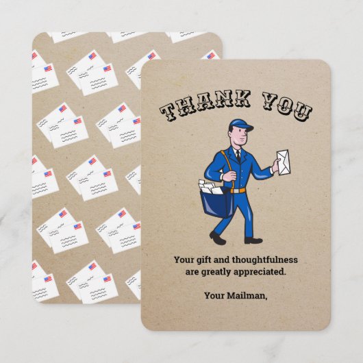 Retro Mailman Carte de remerciements personnalisée (Devant / Derrière)