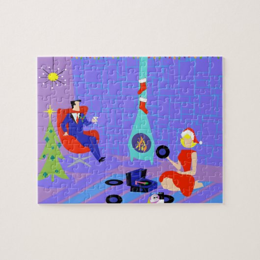 Rétro maison pour le puzzle de Noël de vacances (Horizontal)