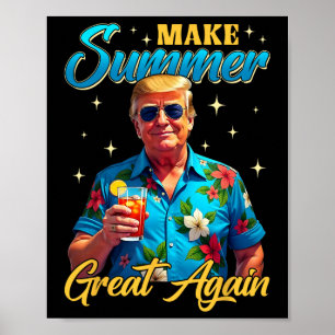 Retro Make Summer Great Again Donald Trump Zomer  Poster