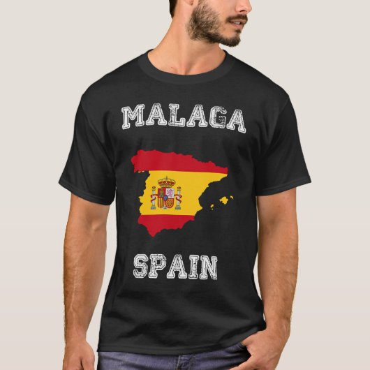Retro Malaga Spanje Onderdruk Spanje vlag T-shirt (Voorkant)