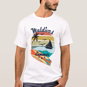 Retro Maldiven cadeau zomervakantie T-shirt