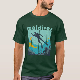 Retro Maldiven Duikend Cool Scuba Diver T-shirt