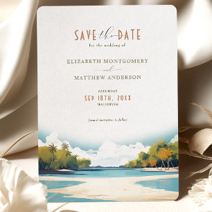 Retro Malediven Reizen Save-the-Date Kaart