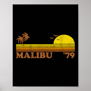 Retro Malibu Californië Vintage Strand Surfen 70's Poster