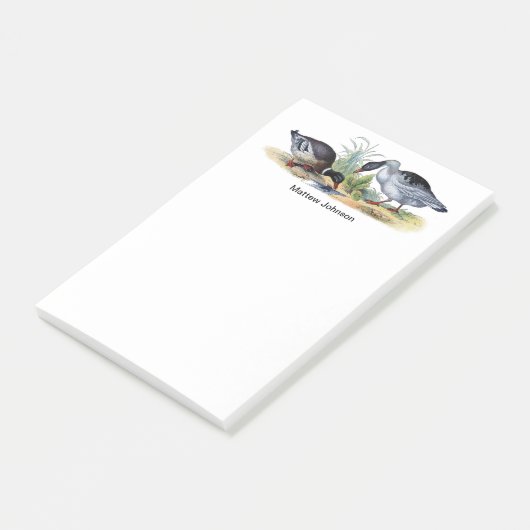 Retro Mallard Duck Print Optionele naam Post-it® Notes (Schuin)