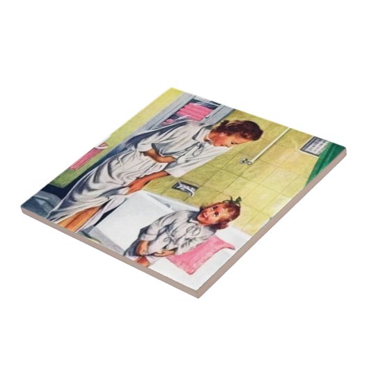 retro mam Daughter Bathroom Tegeltje (Zijkant)