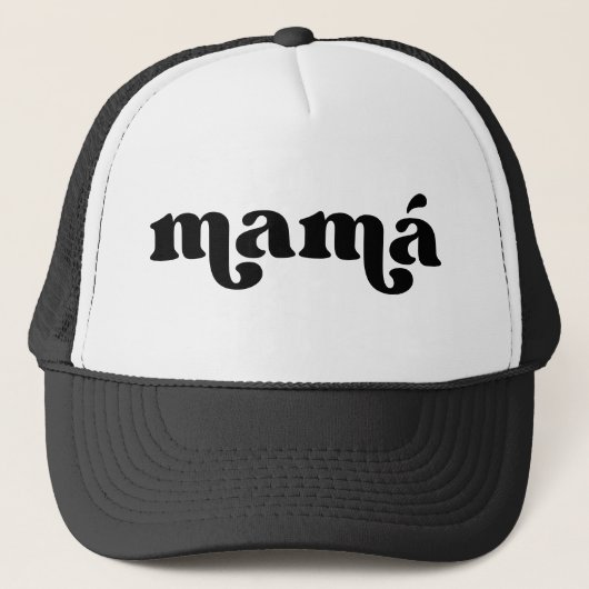 Retro Mamá Black en White Spaans Trucker Pet (Voorkant)