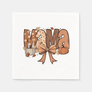 Retro Mama Coquette Bow Herfst Herfst Thanksgiving Servet