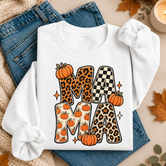 Retro Mama Herfst Pompoen Luipaard Trui