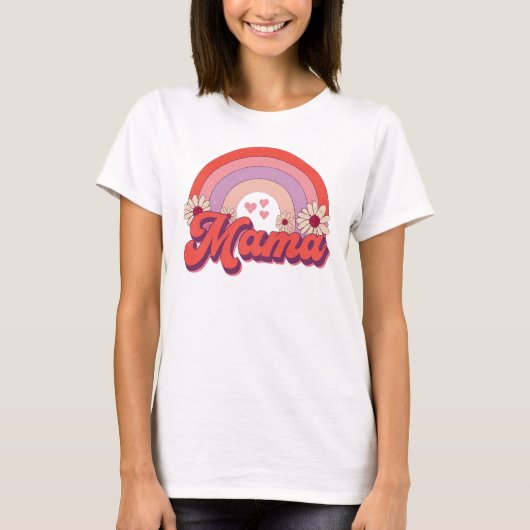 Retro Mama Rainbow T-shirt (Voorkant)