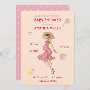 Retro Maman Blonde 2 Baby shower Party Invitation