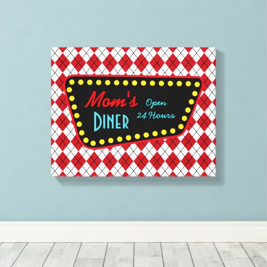Retro Mama's Diner Teken Canvas Afdruk (Insitu (Houten vloer))