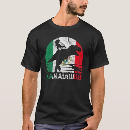  Retro Mamasaurus Sunset voor Mexicaanse moeder T-shirt (Voorkant)
