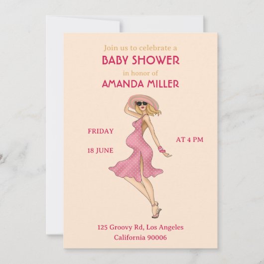 Retro Mammie Blonde Baby shower Partij Uitnodiging (Voorkant)