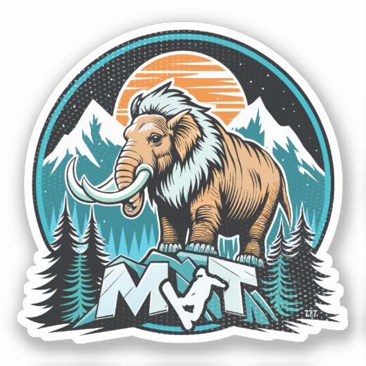 Retro Mammoth Mountain Ski Sticker (Voorkant)