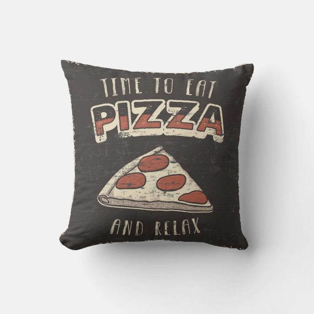 Retro Man Cave Classic  Eat Pizza Kussen (Voorkant)
