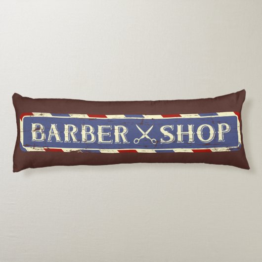 Retro Man Cave Rustic Grunge Barber Lichaamskussen (Achterkant)