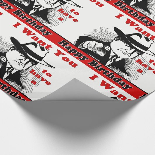 Retro Man Pointing Ik wil je een fijne verjaardag Cadeaupapier (Hoek)