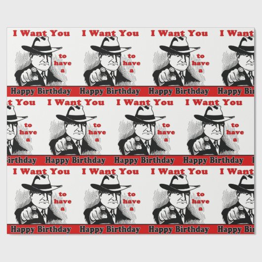 Retro Man Pointing Ik wil je een fijne verjaardag Cadeaupapier (Vlak)