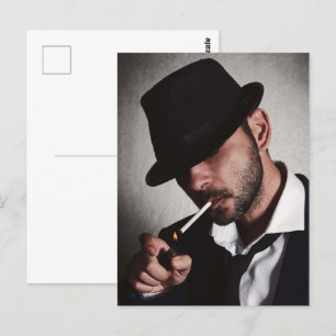 Retro man roken briefkaart