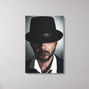 Retro man roken canvas afdruk